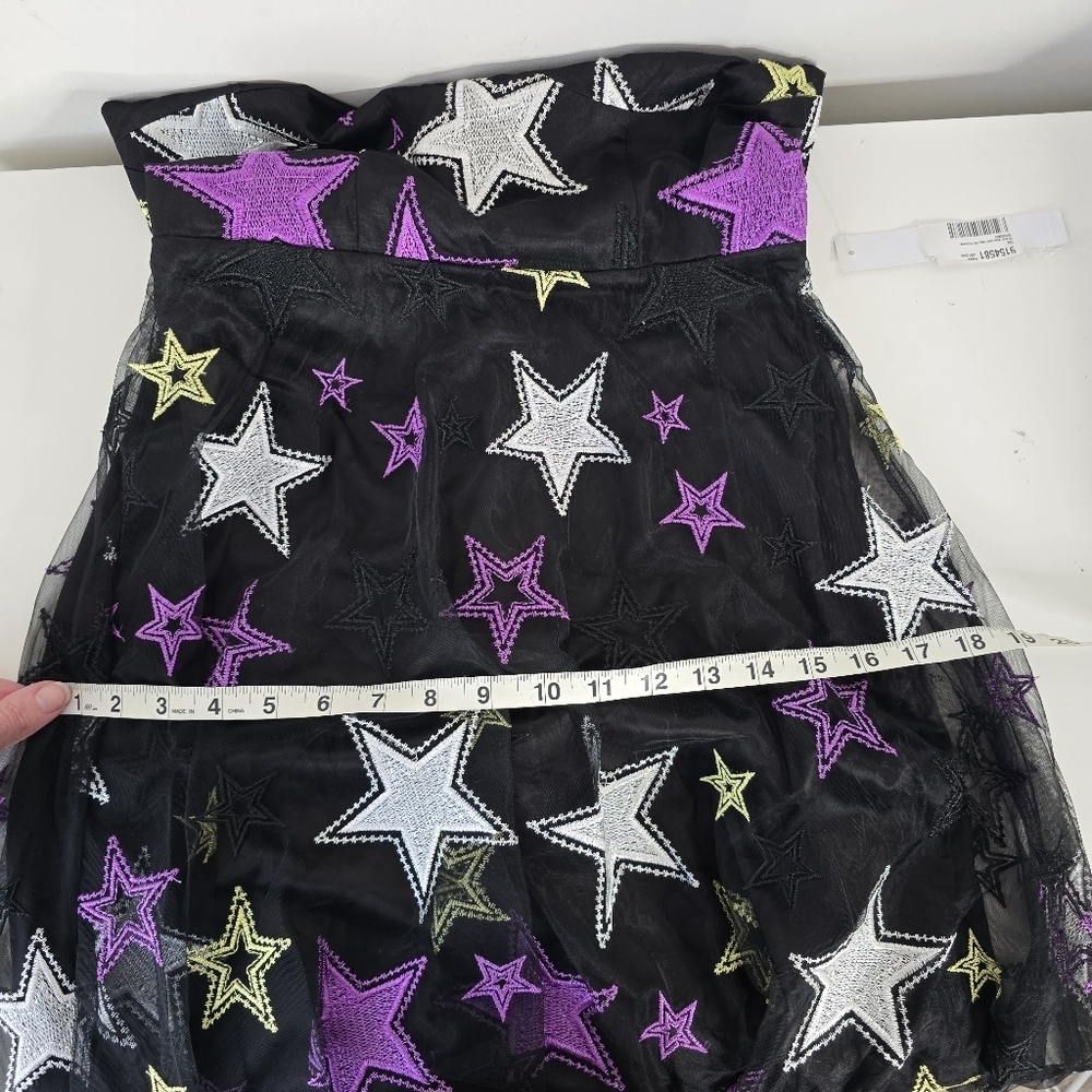 NWT Zendaya X Aqua Embroidered Star Gown Semi Sheer XS Black Purple Formal - Picture 12 of 15